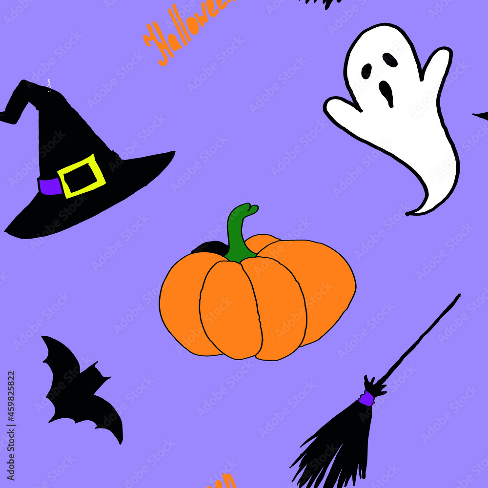 halloween background with pumpkin. Hand-drawn Halloween vector seamless pattern halloween background with pumpkin. Hand-drawn Halloween vector seamless pattern