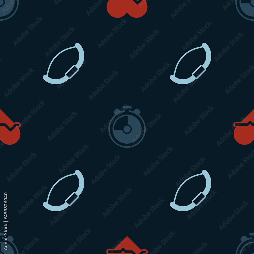 Set Heart rate, Stopwatch and Medieval bow on seamless pattern. Vector Set Heart rate, Stopwatch and Medieval bow on seamless pattern. Vector