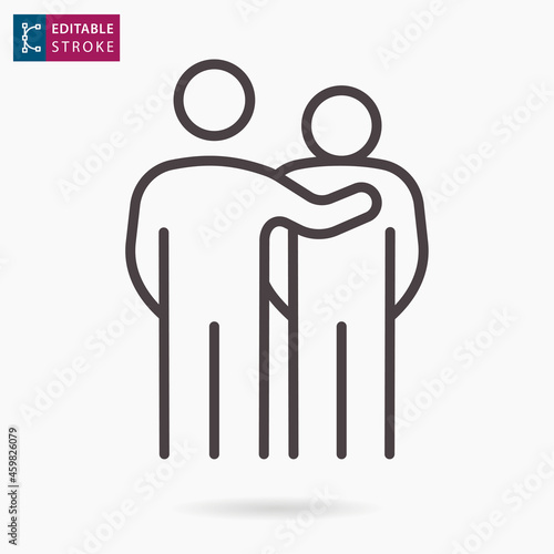 Empathy line icon on white background. Editable stroke.