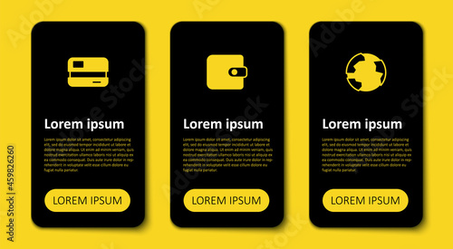 Set Worldwide, Wallet and Credit card. Business infographic template. Vector