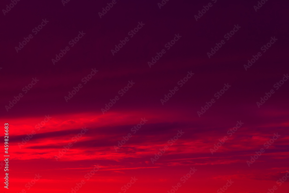 Dark red sky in evening light