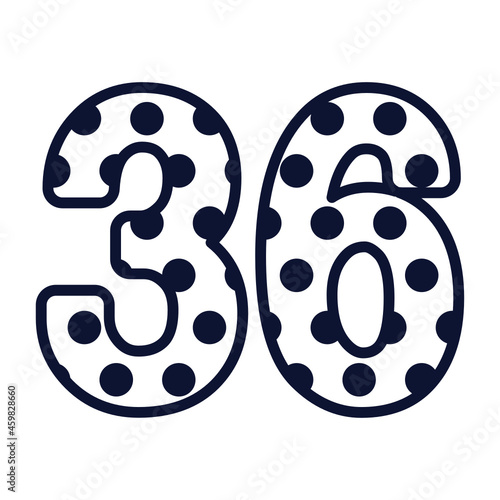 Polka dot number 36, number with polka dots, cute birthday party sign