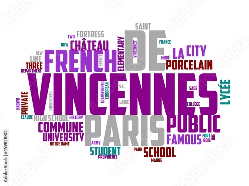vincennes wordcloud concept, wordart, france,tourism,vincennes,architecture