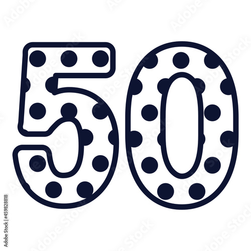 Polka dot number 50, number with polka dots, cute birthday party sign