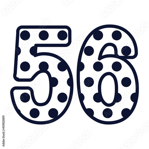 Polka dot number 56, number with polka dots, cute birthday party sign