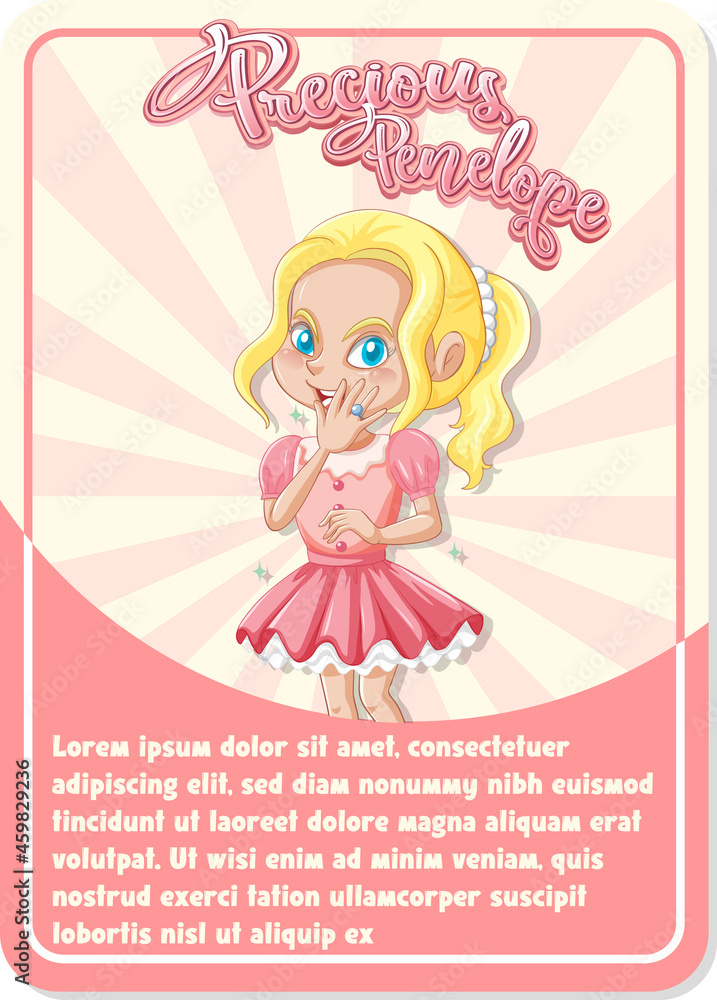 Character game card template with word Precious Penelope Character game card template with word Precious Penelope