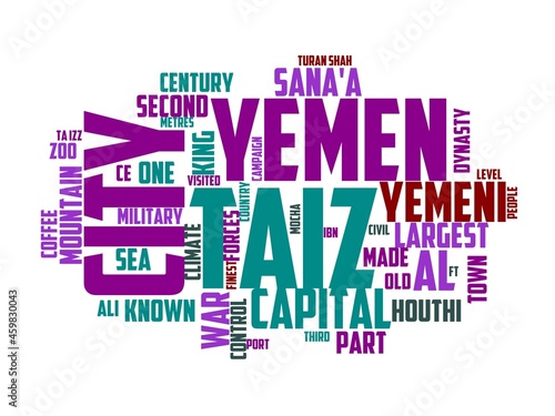 ta-izz wordcloud concept, wordart, yemen,background,country,geography photo