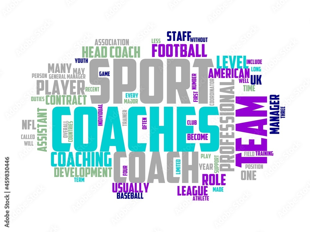 Fototapeta premium sports-coach wordcloud concept, wordart, coach,team,sport,game