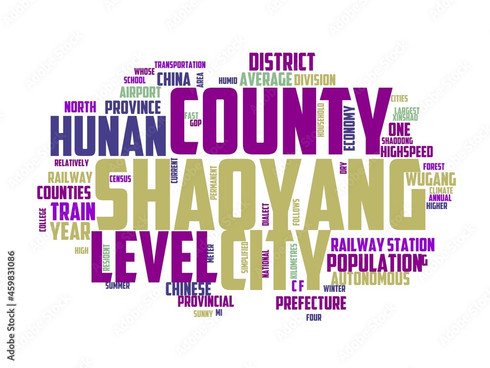 Fototapeta premium shaoyang wordcloud concept, wordart,