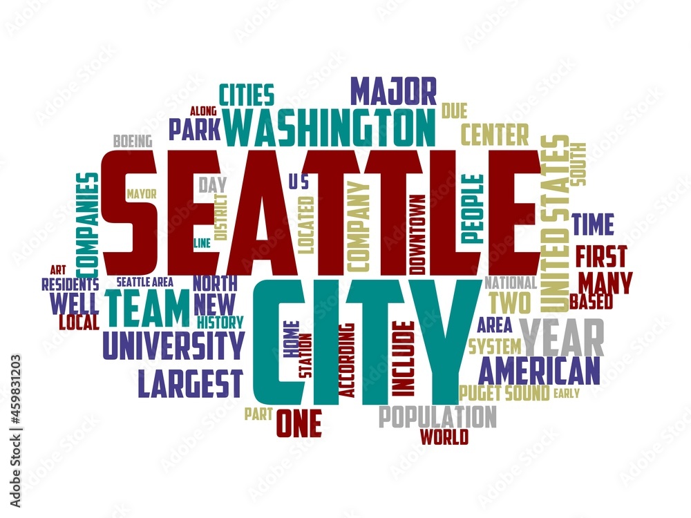 seattle wordcloud concept, wordart, seattle wordcloud concept, wordart,