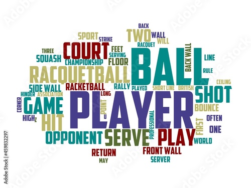 racquetball wordcloud concept, wordart, photo