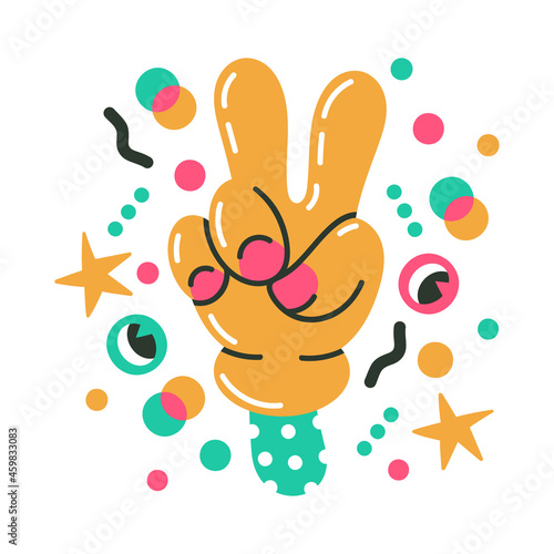 Cartoon comic hand. Comic character gloved hand poster, doodle cute elements vector background illustration. Abstract comic mascot