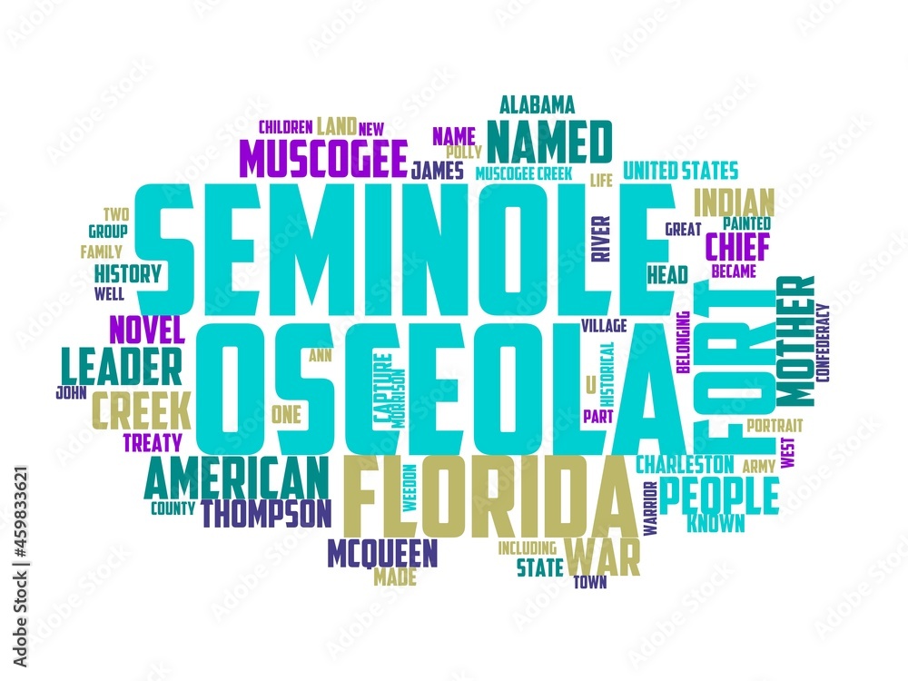 Fototapeta premium osceola wordcloud concept, wordart, nature,florida,wild,wildlife