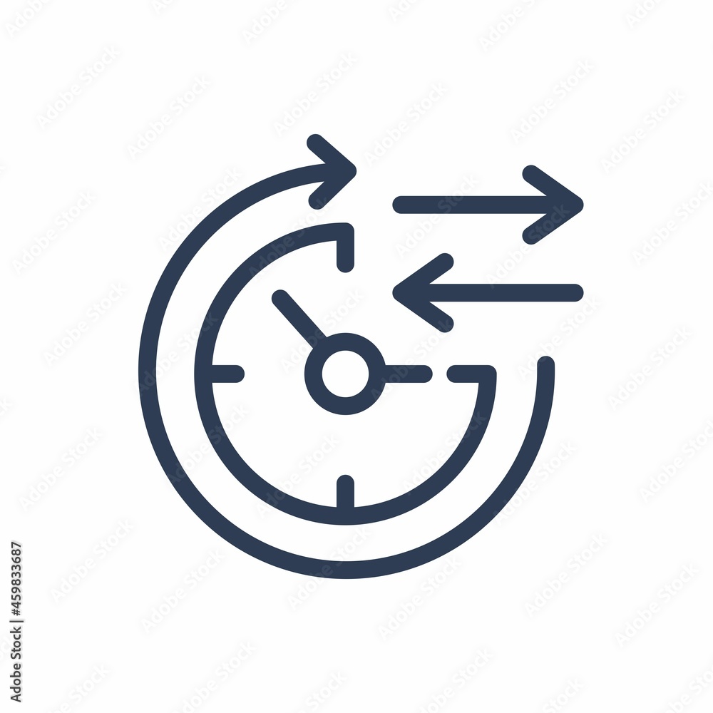 Time and transfer, exchange. Vector linear icon isolated on white background. Time and transfer, exchange. Vector linear icon isolated on white background.
