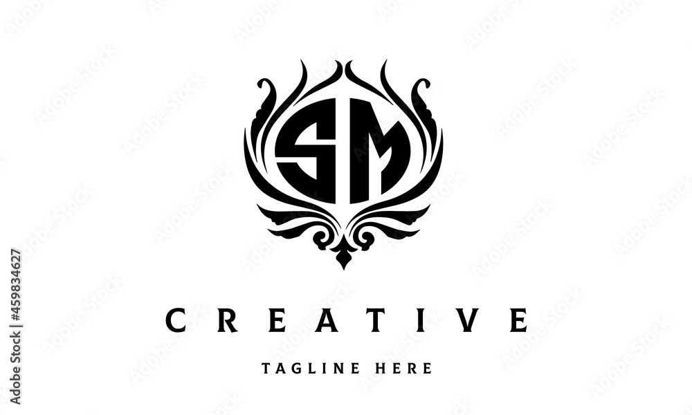 SM circle luxury latter logo vector SM circle luxury latter logo vector