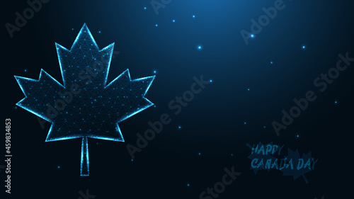 Happy Canada day. Maple leaf line connection. Low poly wireframe design. Abstract geometric background. vector illustration.