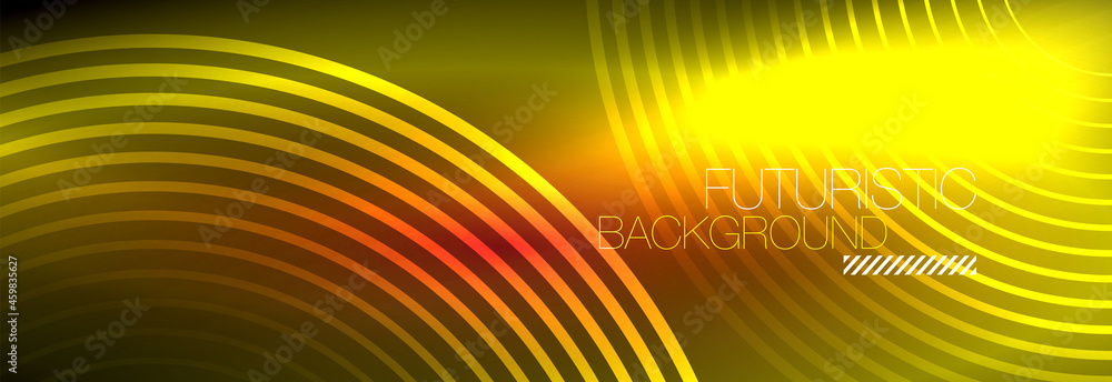Dark abstract background with glowing neon circles. Trendy layout template for business or technology presentation, internet poster or web brochure cover, wallpaper Dark abstract background with glowing neon circles. Trendy layout template for business or technology presentation, internet poster or web brochure cover, wallpaper