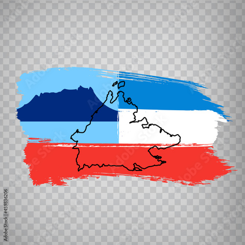 Flag of  State Sabah from brush strokes. High quality map and flag  Sabah for your web site design, app  on transparent background.  Malaysia. EPS10.