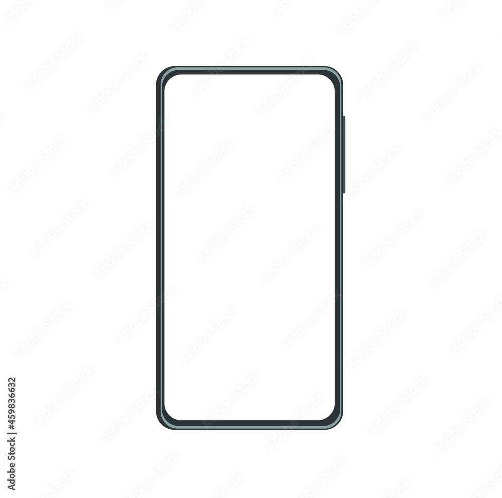 Smartphone mock up with blank screen. Black vector frameless smartphone, mobile phone isolated on light background Smartphone mock up with blank screen. Black vector frameless smartphone, mobile phone isolated on light background