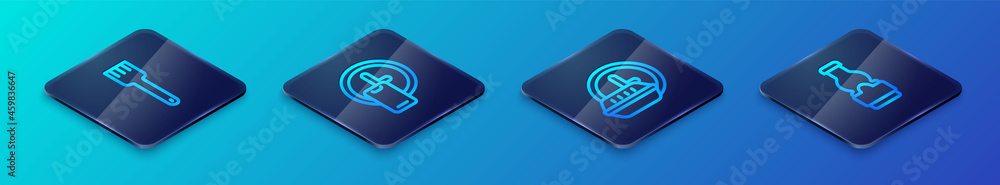 Set Isometric line Round the clock delivery, Fork, Sauce bottle and icon. Vector Set Isometric line Round the clock delivery, Fork, Sauce bottle and icon. Vector
