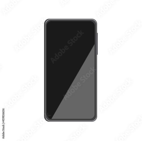 Smartphone mock up with blank screen. Black vector frameless smartphone, mobile phone isolated on light background