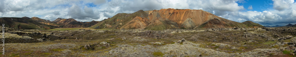 Colorful rocks on Laugar-loop trail in Landmannalaugar, Iceland, Europe

