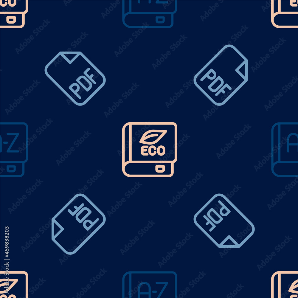 Set line Translator book, PDF file document and Book about ecology on seamless pattern. Vector Set line Translator book, PDF file document and Book about ecology on seamless pattern. Vector