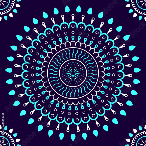 Konstfotografi Exquisite Mandala Seamless Pattern Background.