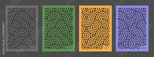Geometric dragon trendy wavy lines poster design layouts. A4 asian trendy style cover template for business posters, banners, brochures, cards, catalog, Japanese pattern design templates. Vector print
