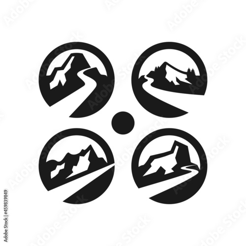 mountain road circle inspiration illustration logo