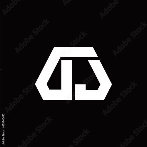 DJ Logo monogram with octagon shape style design template
