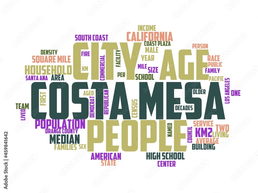 Fototapeta premium costa mesa wordcloud concept, wordart, travel,sea,water,vacation