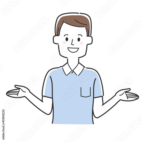 身振り手振りで説明する男性