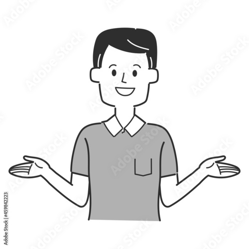 身振り手振りで説明する男性