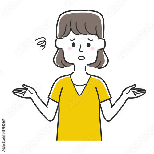 お手上げポーズをしている女性