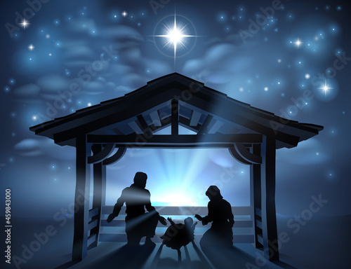 Christmas Nativity Scene Jesus Manger Silhouette