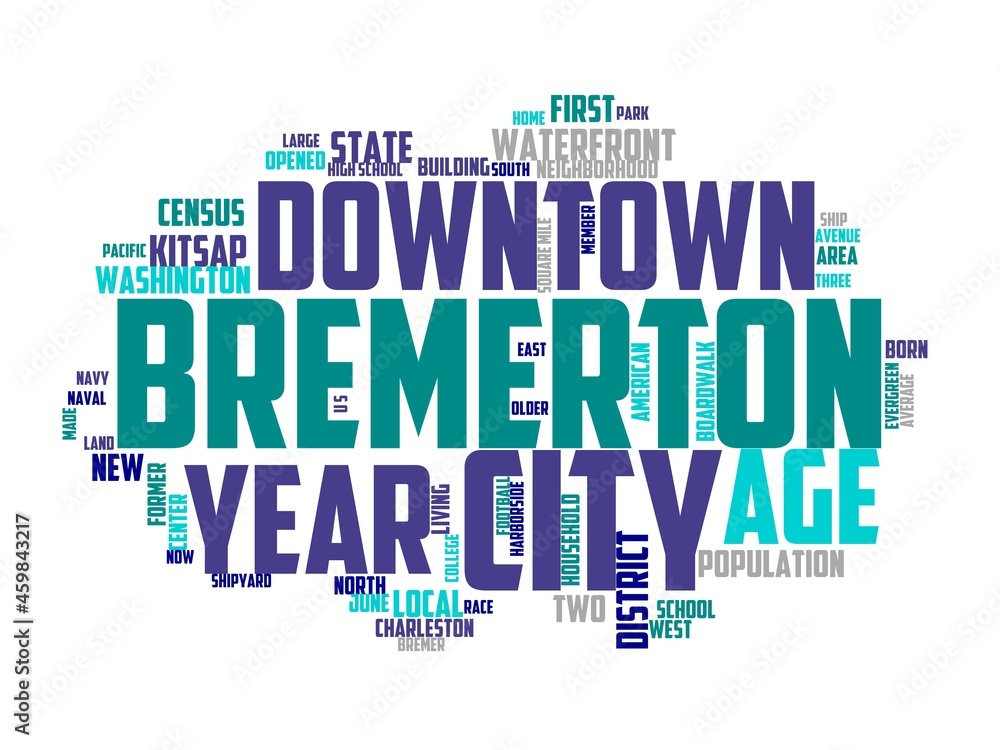 Fototapeta premium bremerton wordcloud concept, wordart, bremerton,water,summer,nature,travel