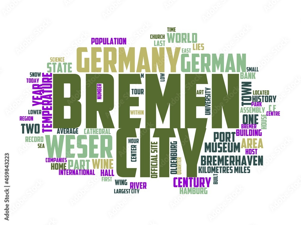 bremen wordcloud concept, wordart, germany,town,city,travel,bremen - obrazy, fototapety, plakaty 