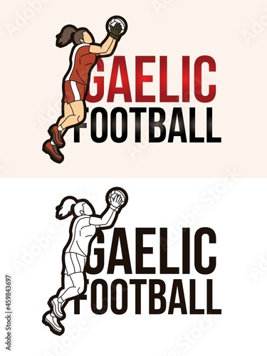 Gaelic Football Text with Sport Player Graphic Vector