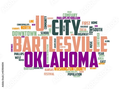 bartlesville wordcloud concept, wordart, oklahoma,bartlesville,city,usa,states photo