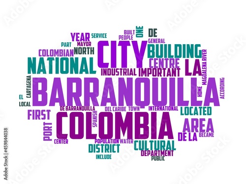 barranquilla wordcloud concept, wordart, travel,barranquilla,colombia,culture,tourism photo