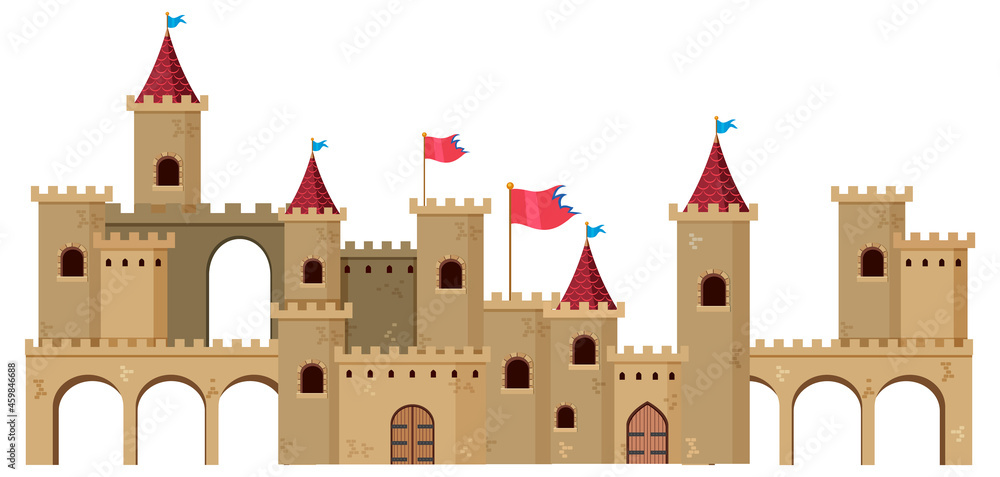 A medieval historical castle cartoon style