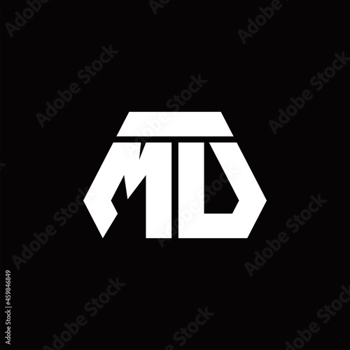 MV Logo monogram with octagon shape style design template