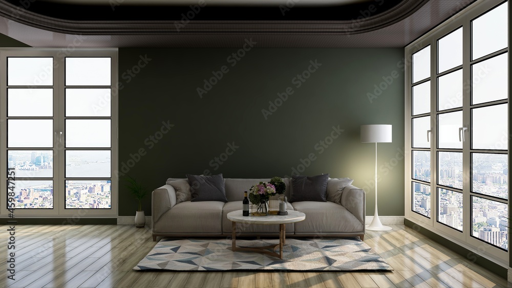 Fototapeta premium office wooden lobby waiting room for company wall logo mockup