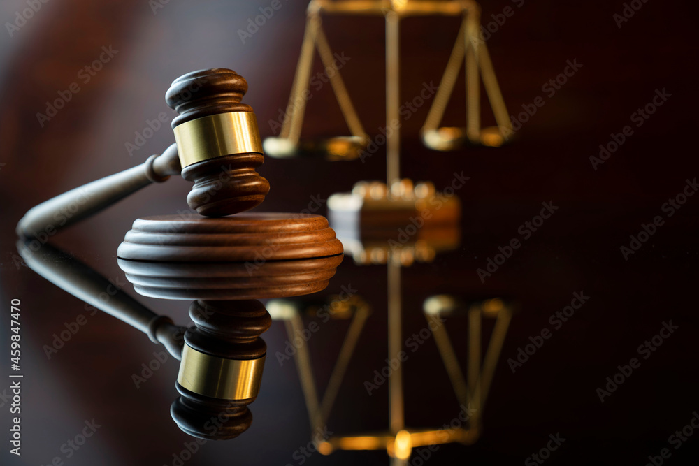 Lawyer office. Law symbols composition: judge’s gavel, Themis sculpture and scale. Lawyer office. Law symbols composition: judge’s gavel, Themis sculpture and scale.