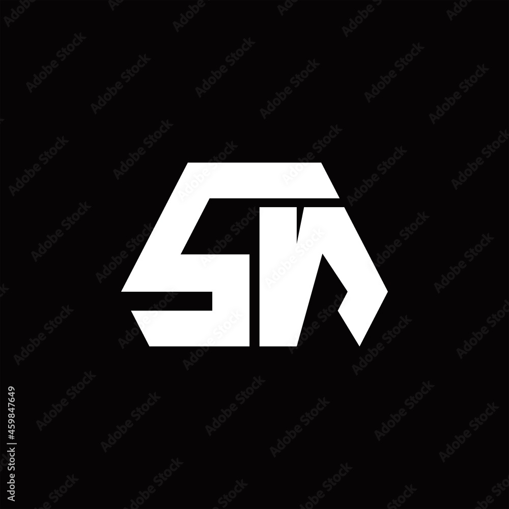 SN Logo monogram with octagon shape style design template