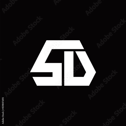SV Logo monogram with octagon shape style design template