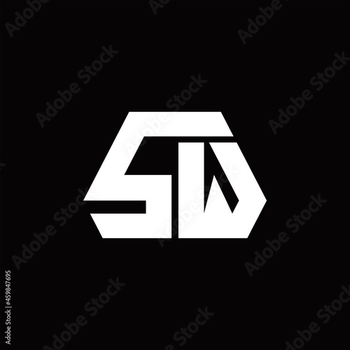 SW Logo monogram with octagon shape style design template