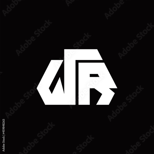 WR Logo monogram with octagon shape style design template
