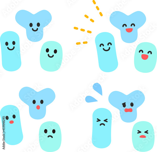 善玉菌のキャラクターのイラストセット
